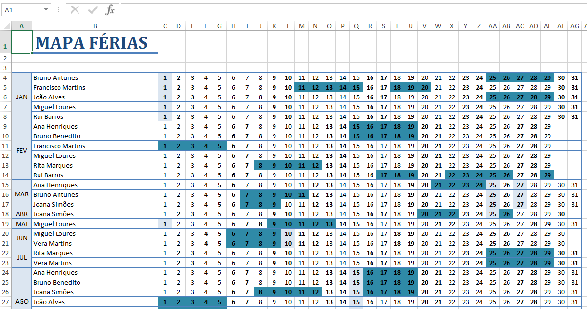 Do Excel ao mapa de férias automático